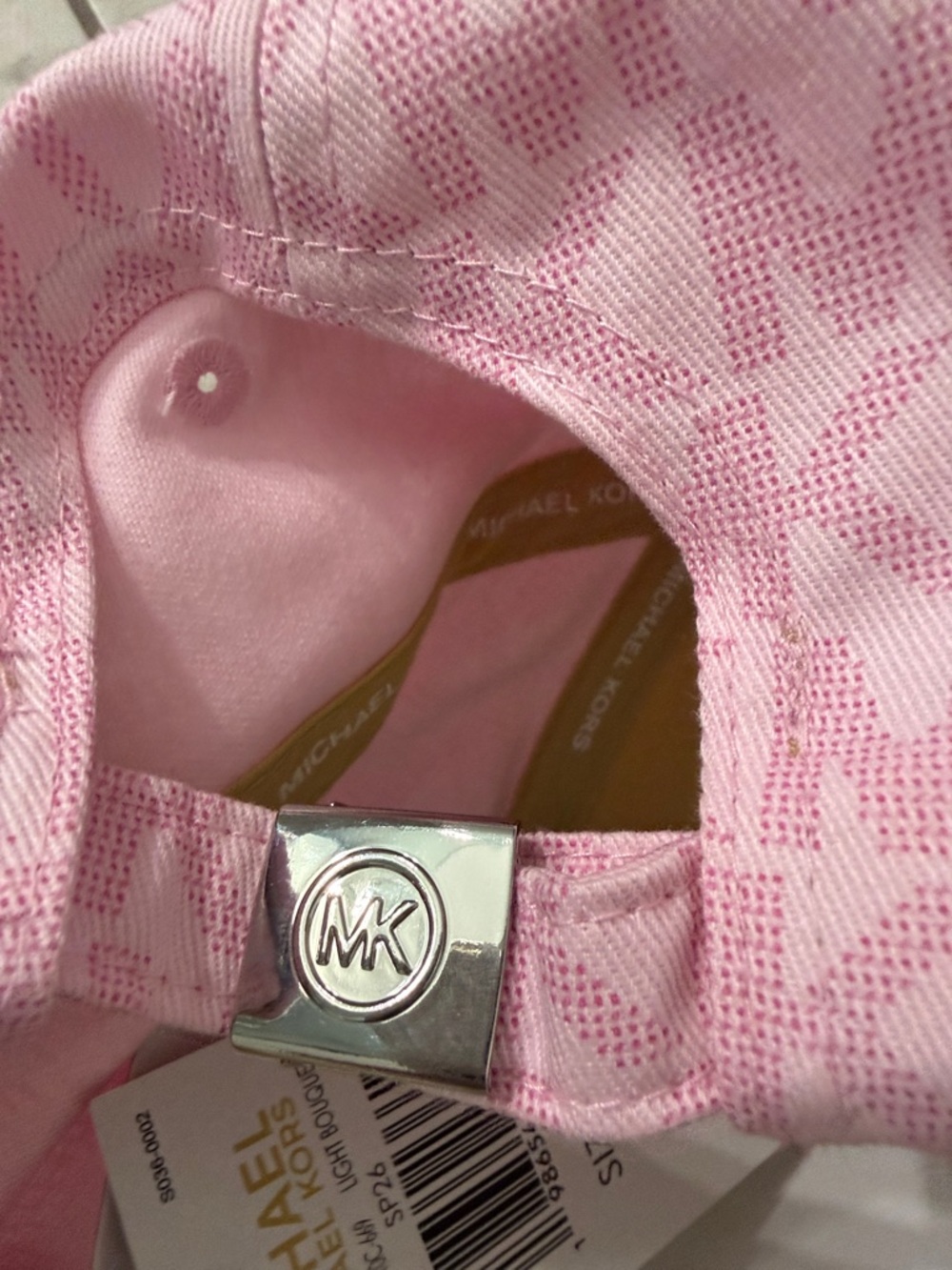 Michael Kors Light Pink MK Logo Baseball Cap..ladies ..silver snap back..new - Picture 5 of 7